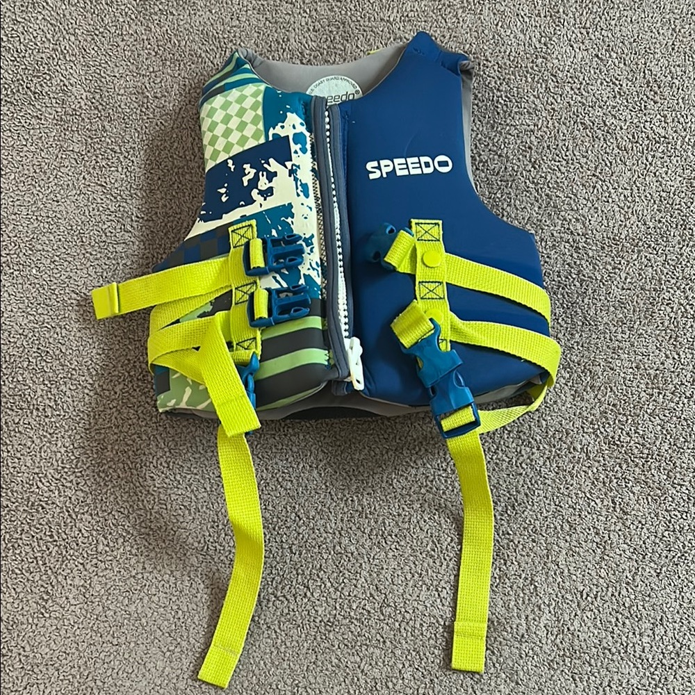 Speedo Blue and Lime Green Life Vest